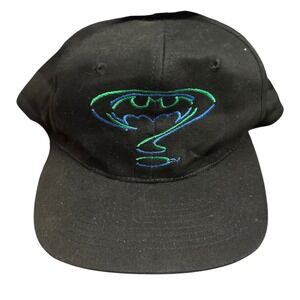 Vintage 1995 Batman Forever Riddler Snapback Hat DC Comics Black Green KC Tag